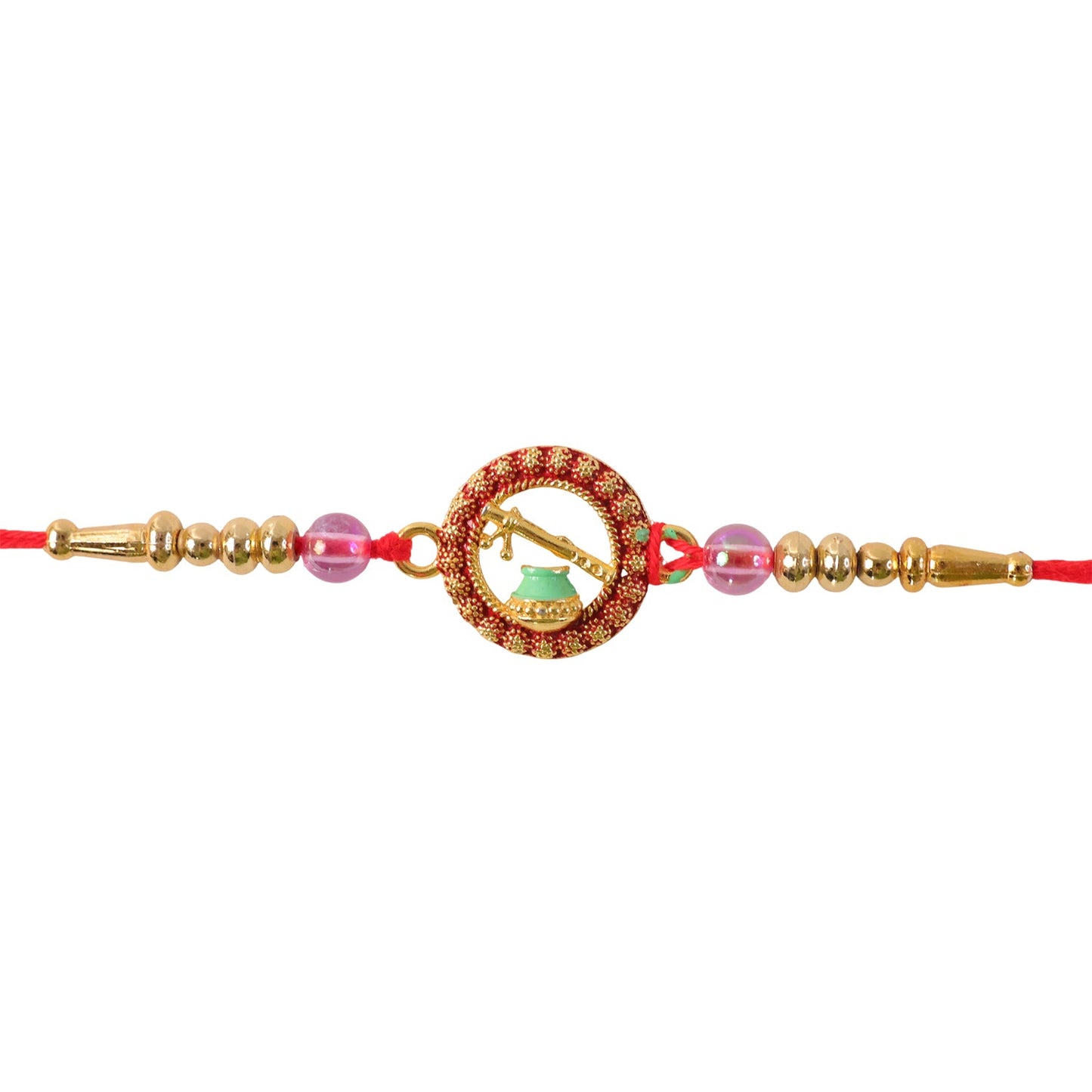 Sacred Rudraksha Rakhi with Golden Beads for Brother | Traditional Om Rakhi