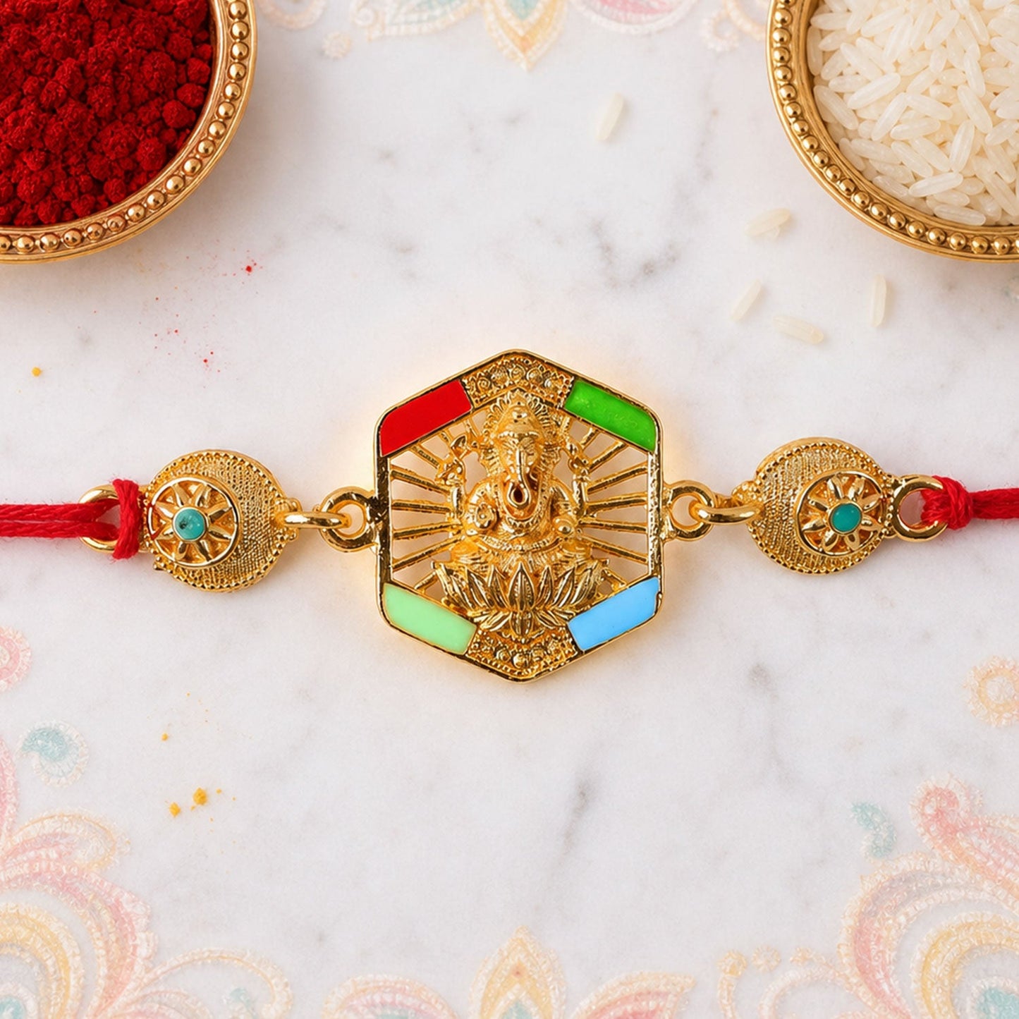 Designer Flower Meenakari Rakhi for Brother | Colorful Rakshabandhan Rakhi