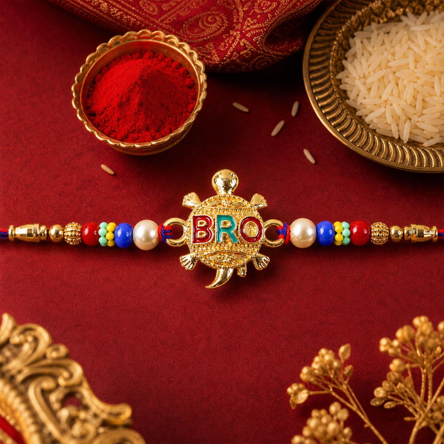 Bro Charm Designer Rakhi with Beaded Festive Celebration Look