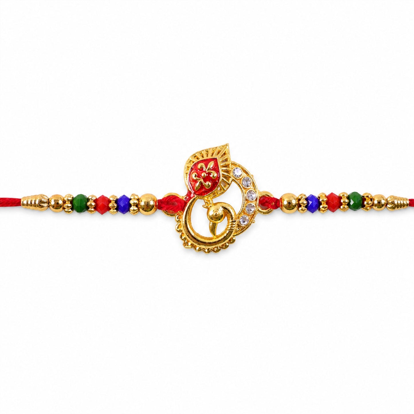 Peacock Designer Rakhi with Pearl Beaded Festive Detailing