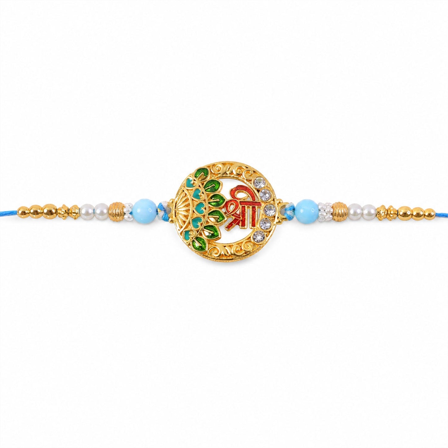 Shree Motif Designer Rakhi with Pearl Beaded Traditional Detail