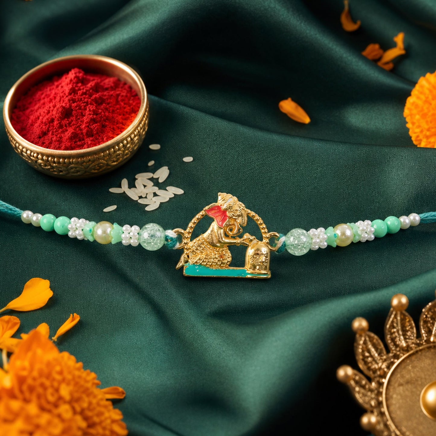 Lord Ganesha with Shivling Designer Rakhi for Brother