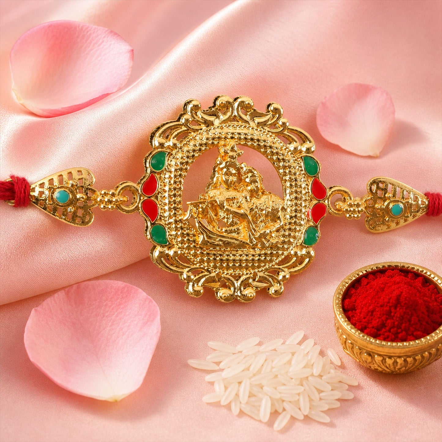 raditional Radha Krishna Motif Rakhi for Raksha Bandhan