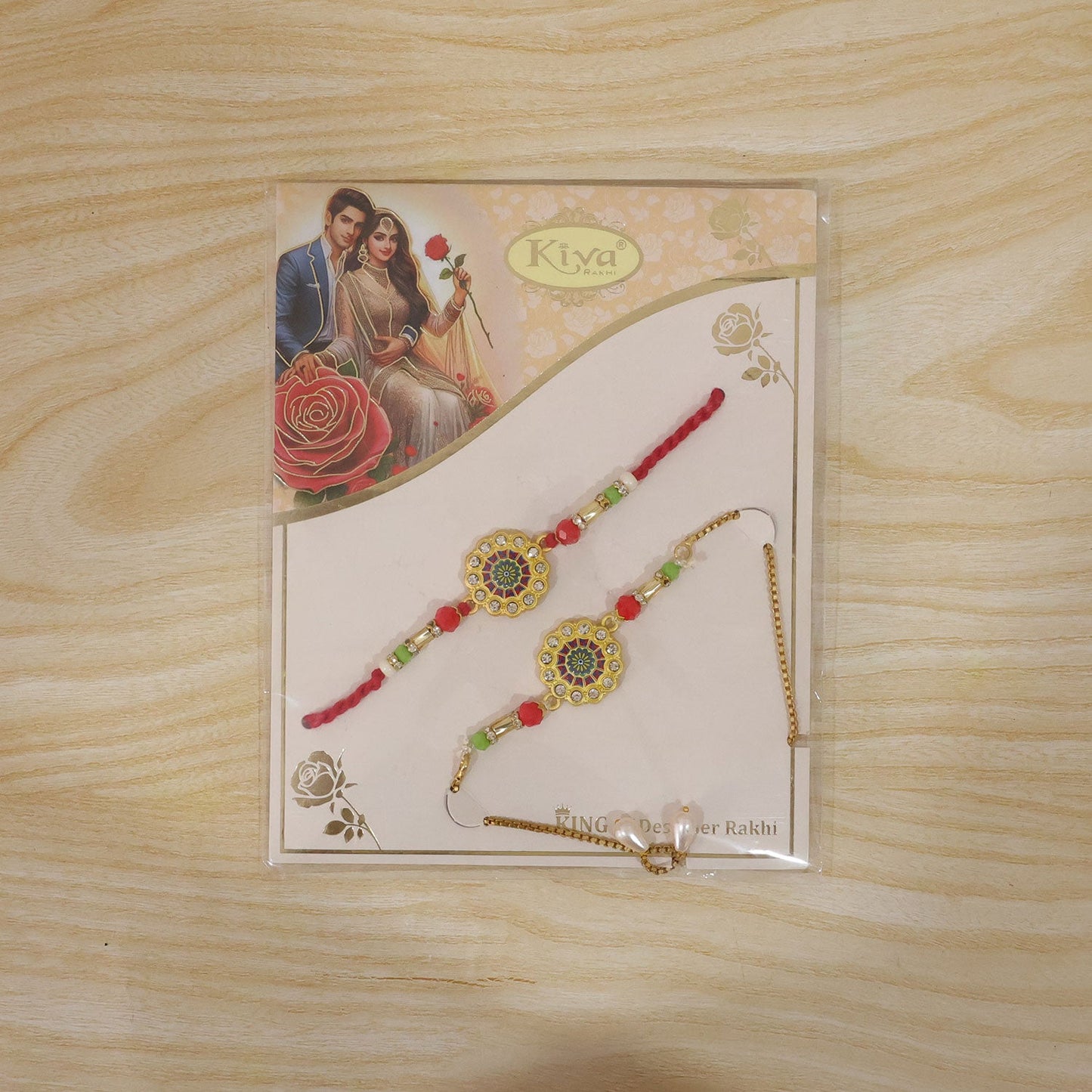 Premium Lumba Round Floral Beaded Pair Design Work Brother Rakhi
