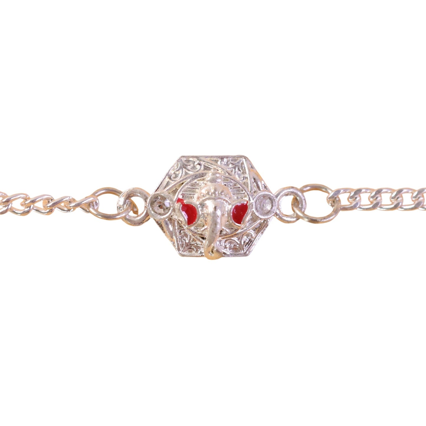 Devotional Ganesha Charm Chain Style Traditional Motif Pattern Brother Rakhi