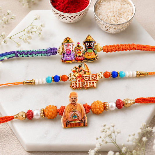 Devotional Charm Rakhi with Colorful beads (3 Pc)