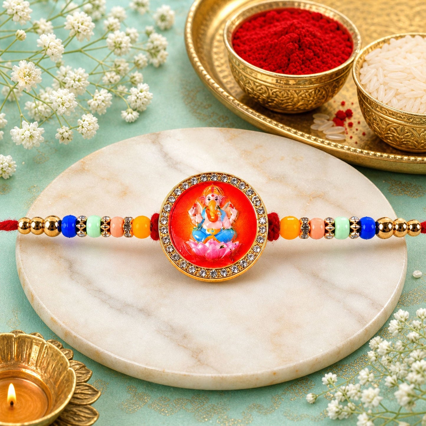 Radha Krishna Kids Beaded Rakhi with Playful Charm (3 Pc)
