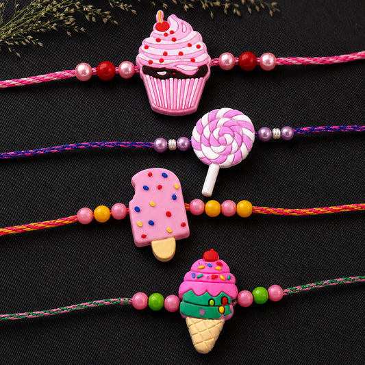 Ice Cream Kids Fancy Rakhi with Sweet Playful Charm (4 Pc)