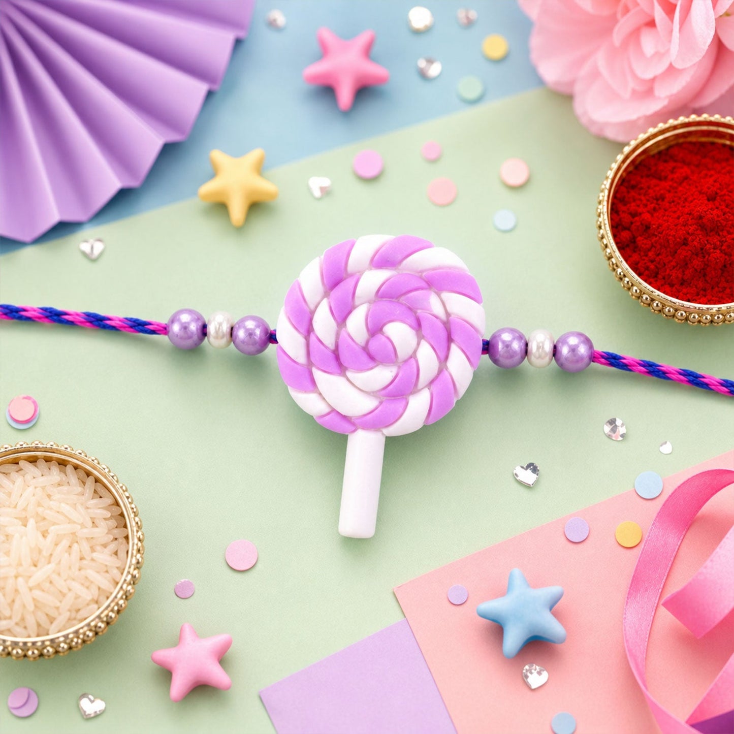 Ice Cream Kids Fancy Rakhi with Sweet Playful Charm (4 Pc)