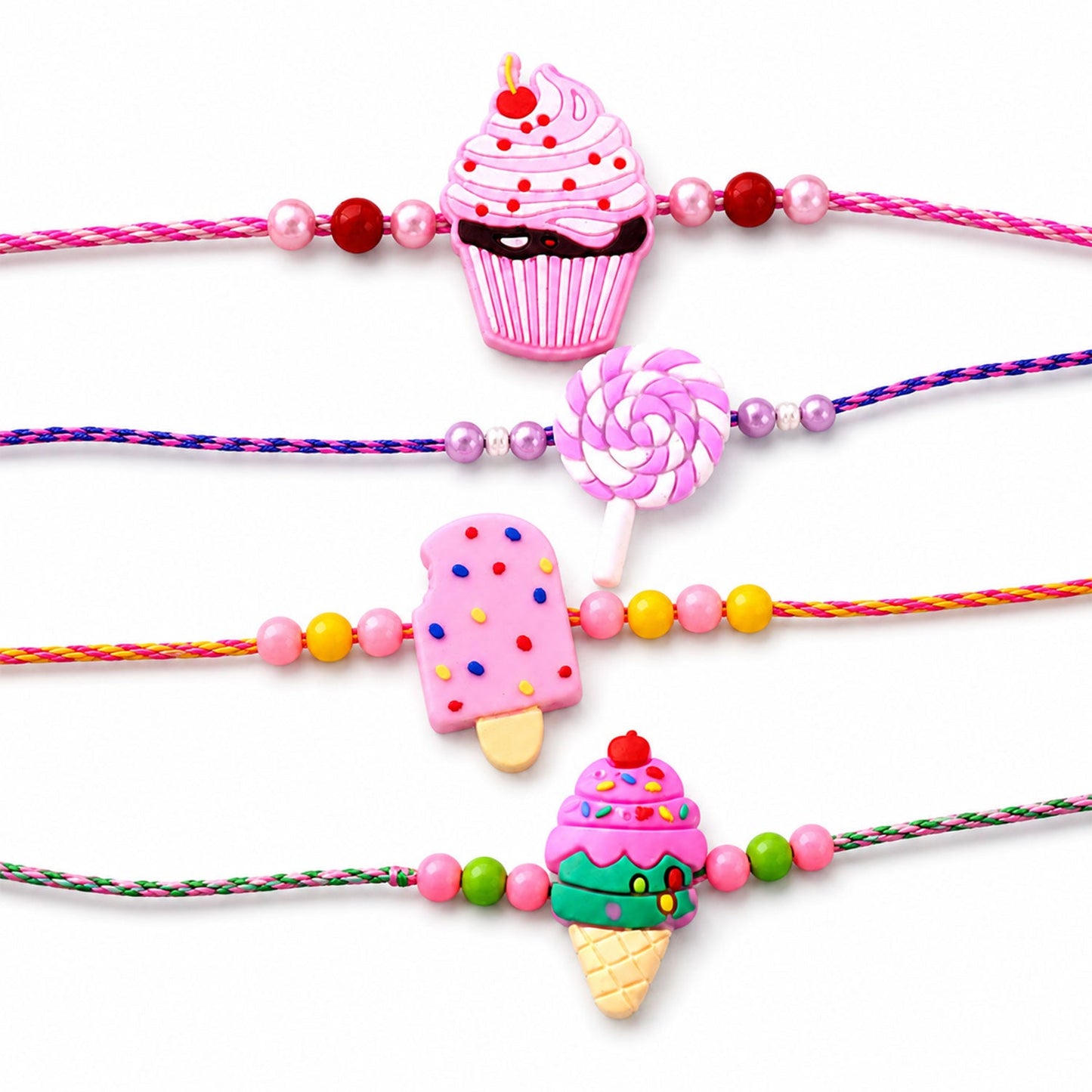 Ice Cream Kids Fancy Rakhi with Sweet Playful Charm (4 Pc)
