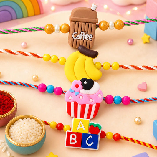 Cupcake Kids Beaded Rakhi with Sweet Treat Charm (4 Pc)