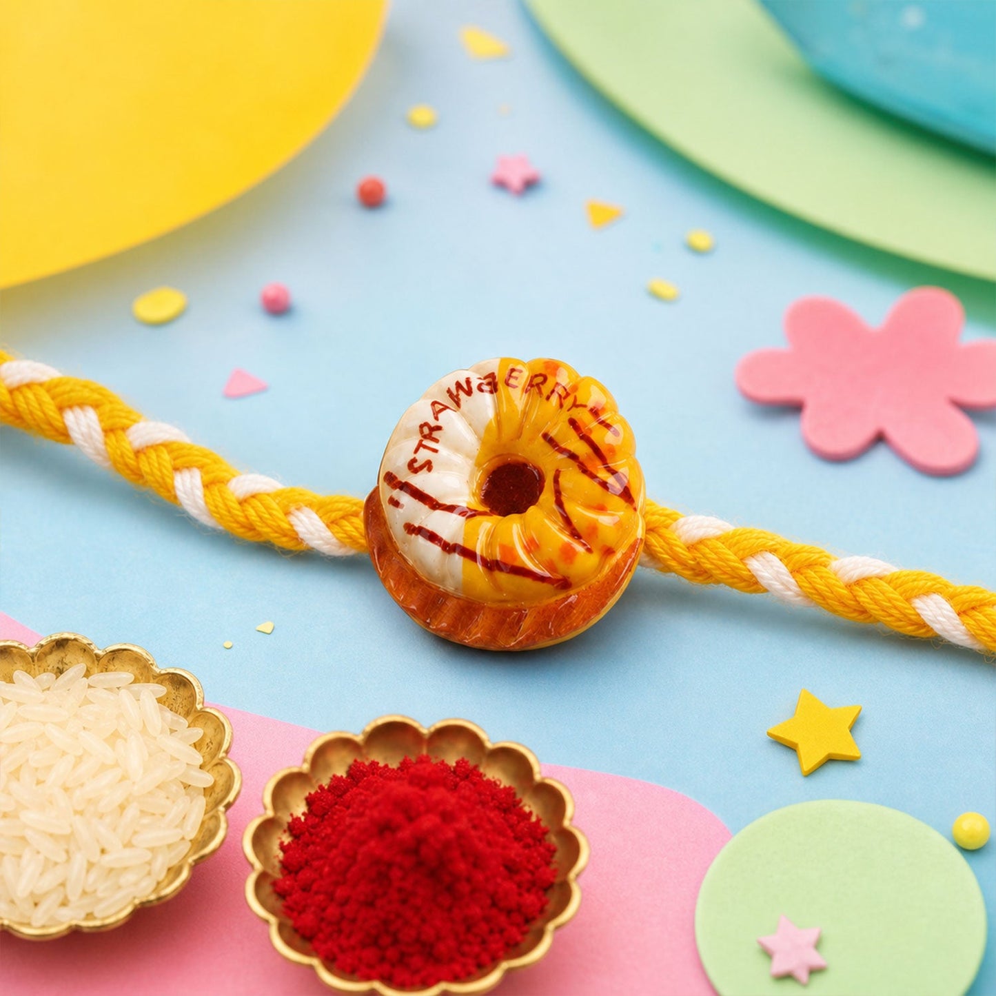 Sweett Snack Kids Beaded Rakhi Pack with Food Theme Charm (5 Pc)