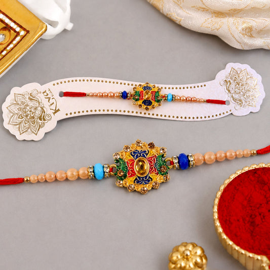 Premium Meenakari Crystal Multicolor Beads Designer Rakhi