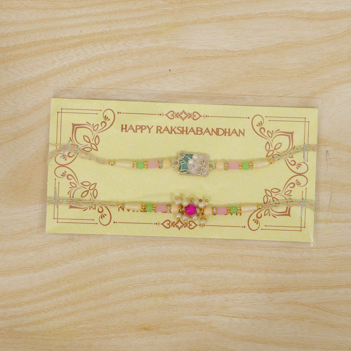 Premium Floral Bhai Bhabhi Lumba Rakhi with Pearl Hanging rakhi