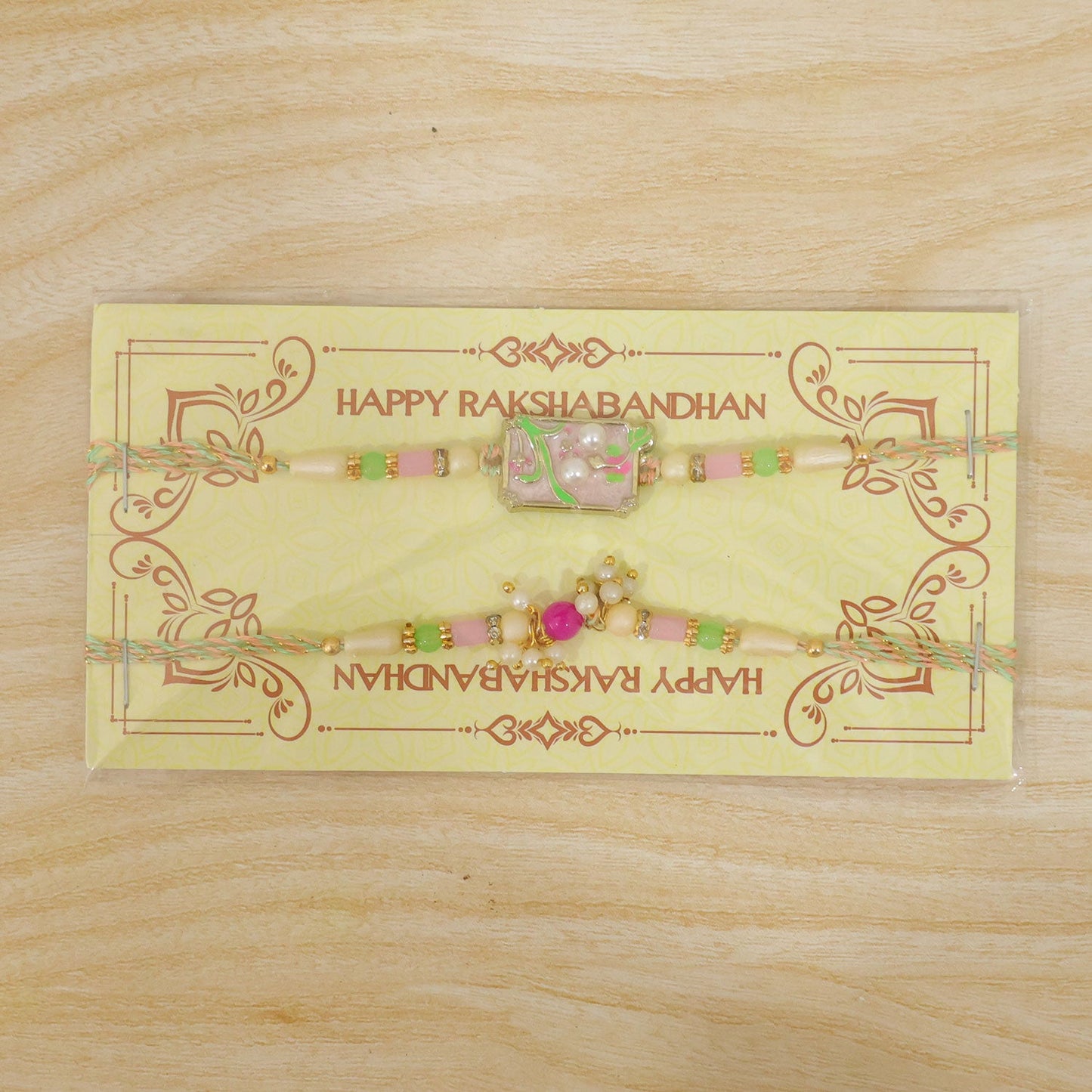 Premium Floral Bhai Bhabhi Lumba Rakhi with Festive Drop Design