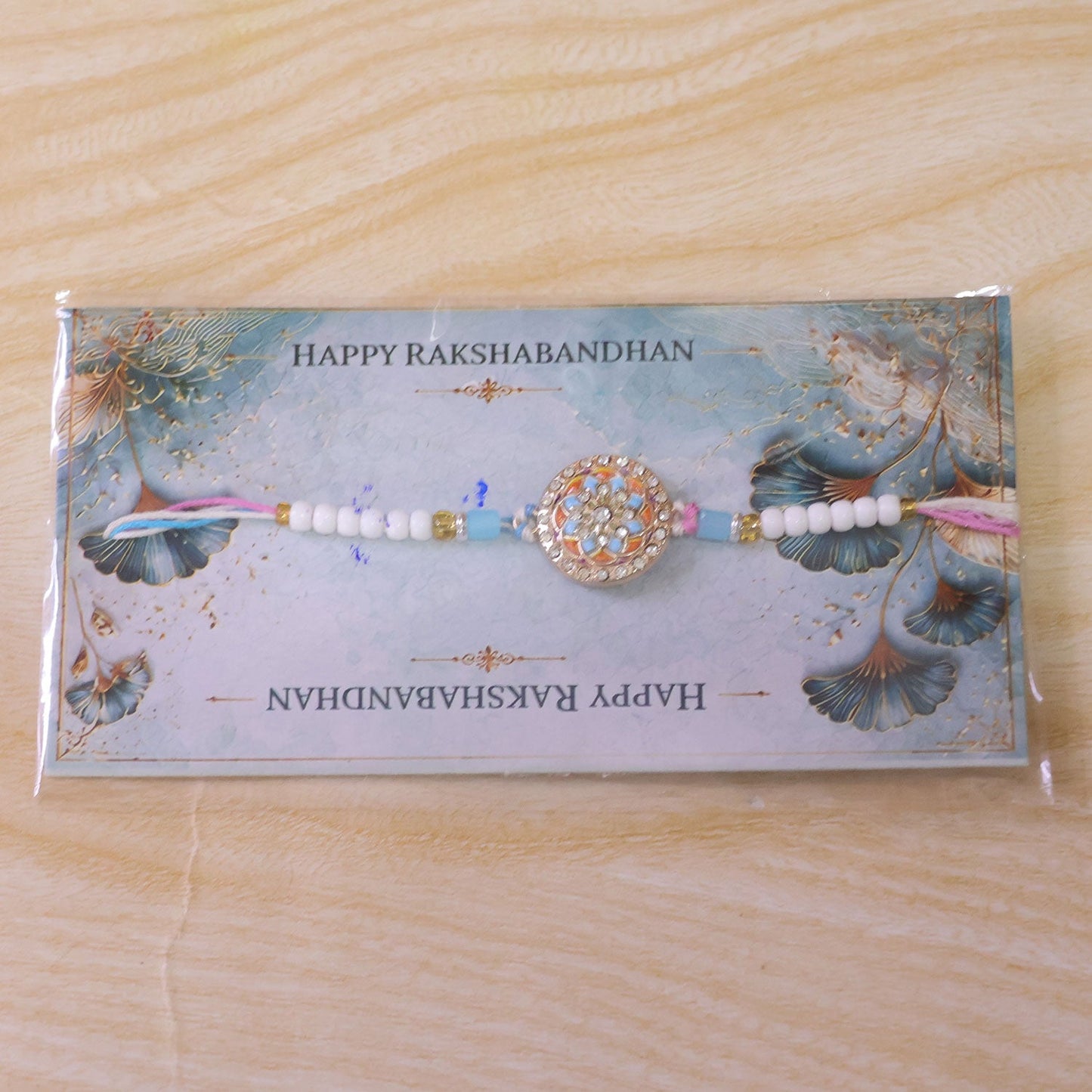 Stylish Chakra Floral Enamel Studded Crystal Pastel Beads Rakhi