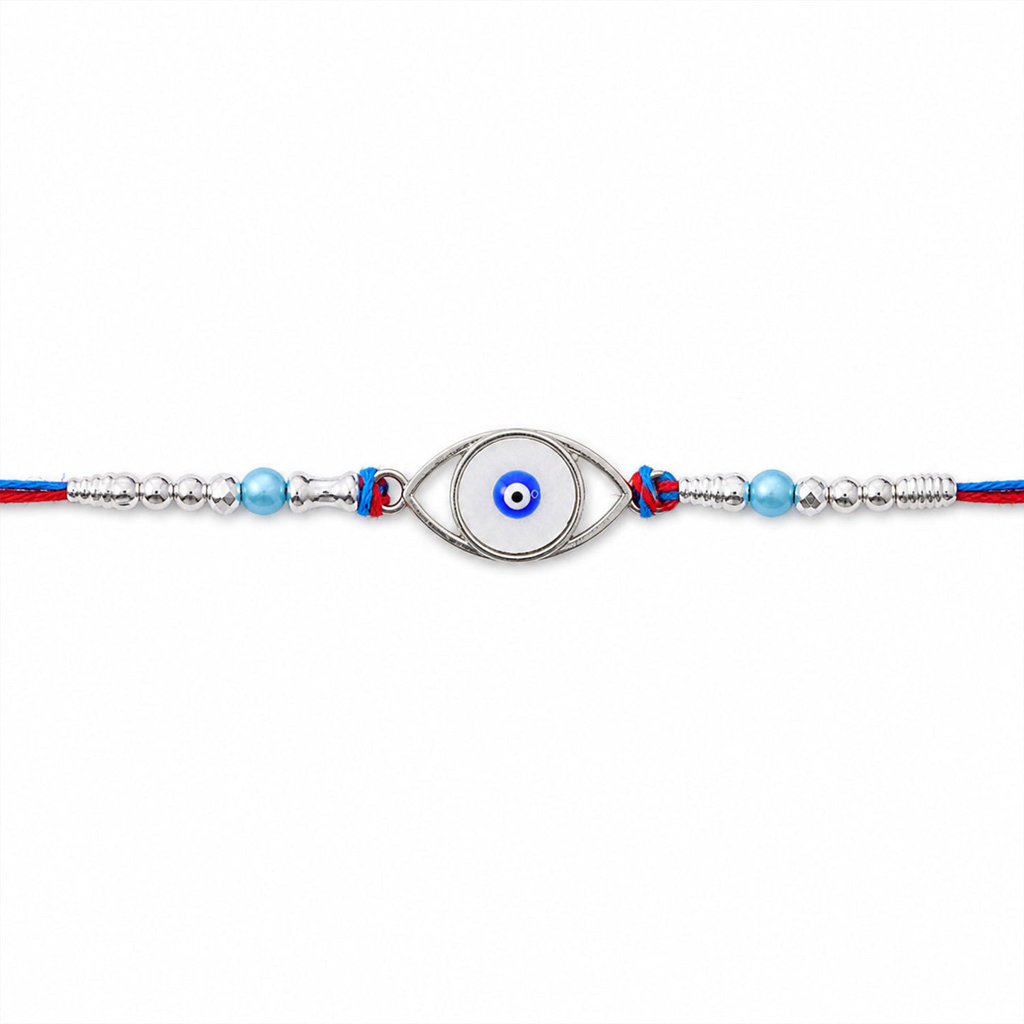 Nazar Evil Eye Oval Frame Antique Crystal Pastel Beads Rakhi