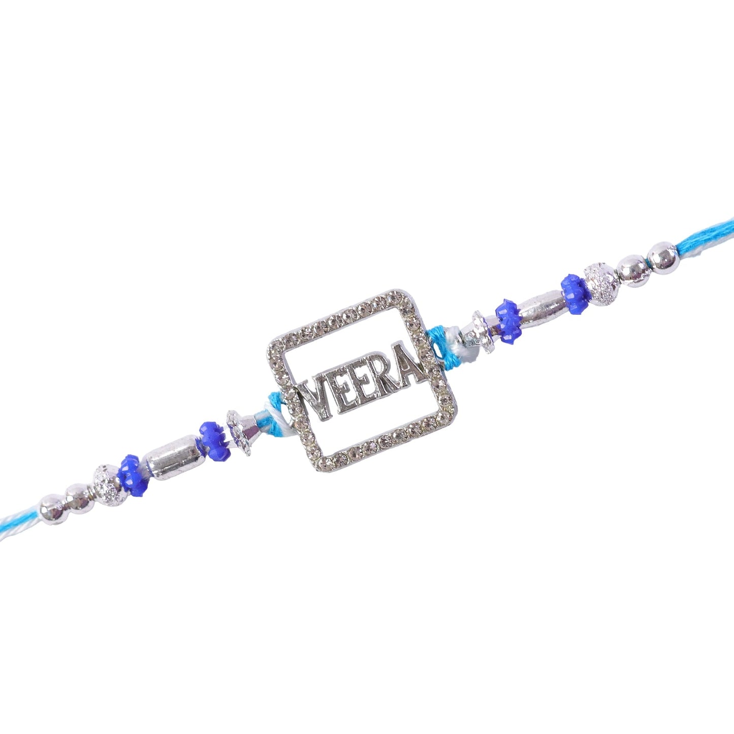 Veera Square Frame Studded Crystal Stone Traditional Premium Rakhi