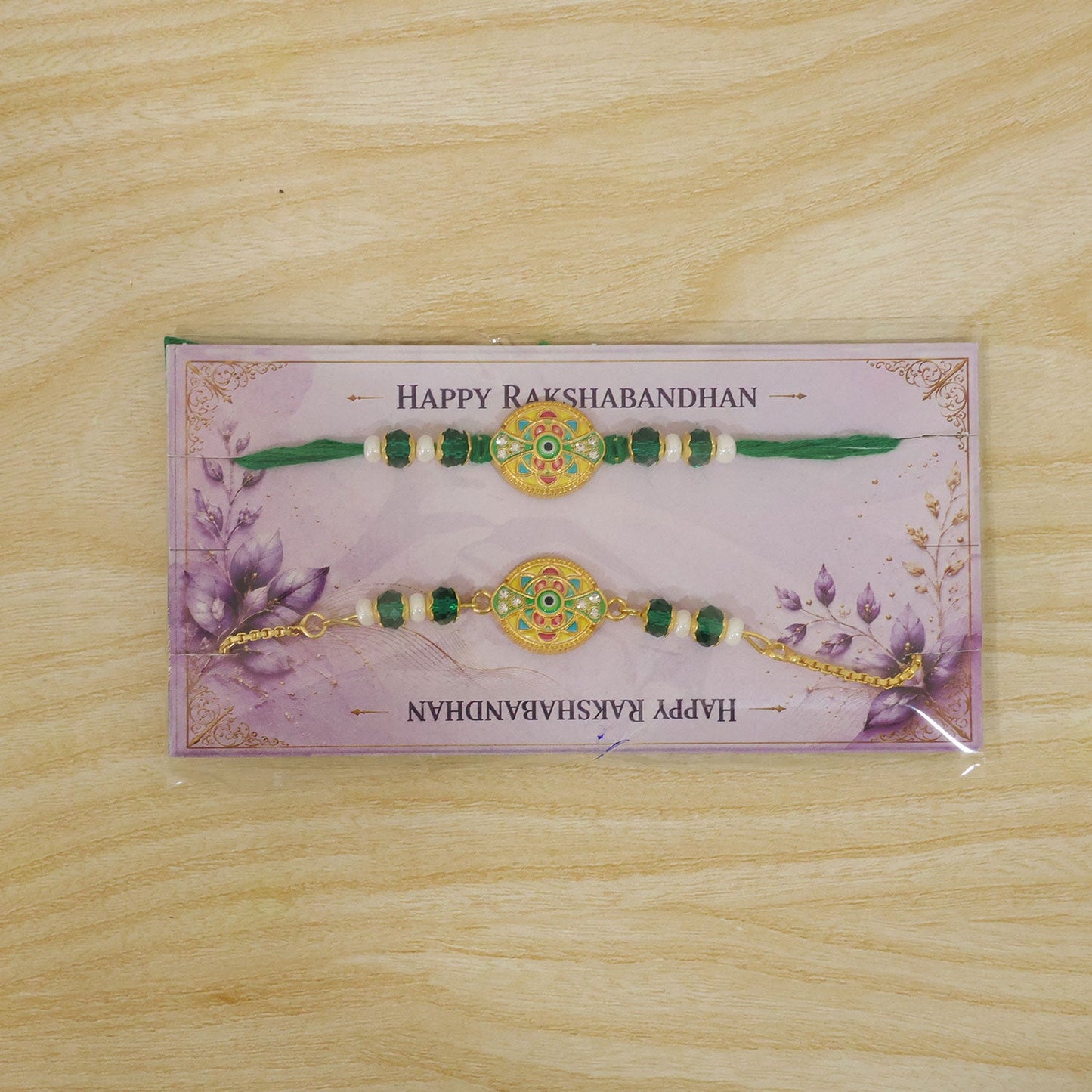 Round Nazar Evil Eye Meenakari Kundan Beads Bhai Bhabhi Rakhi Lumba Set