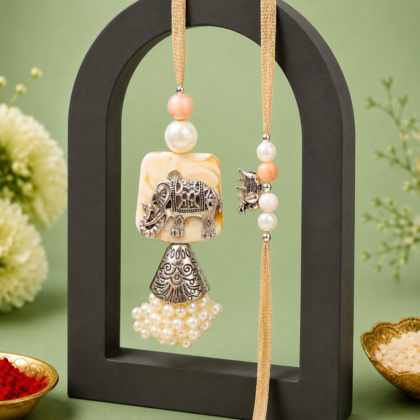 Premium Elephant Motif Raksha Bandhan Bhai Bhabhi Lumba Rakhi