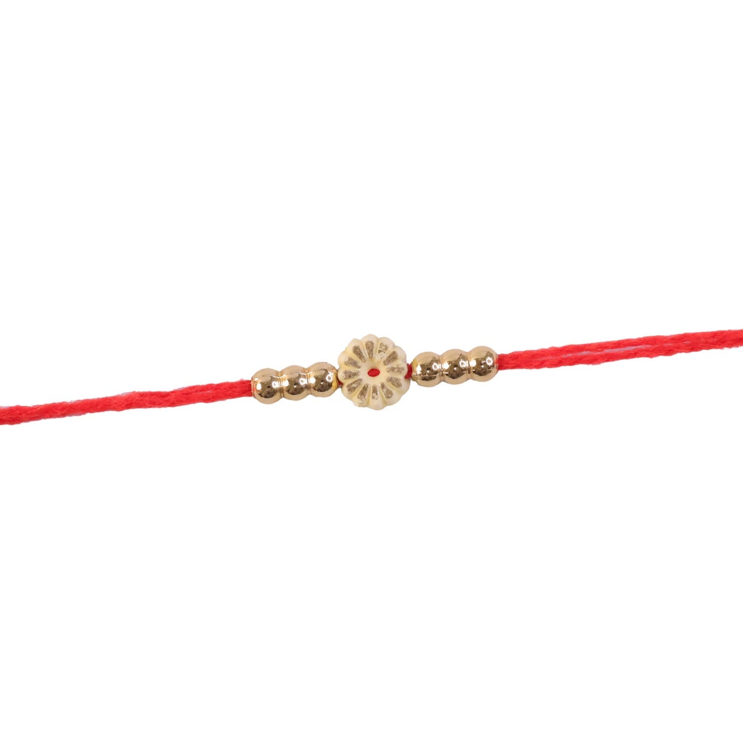 Traditional Floral Motif Golden Bead Minimalist Rakhi