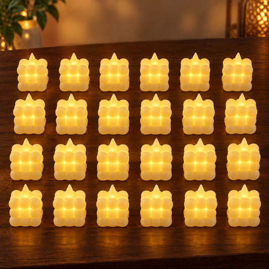 LED Flameless Cube Candles – Set of 24 Decorative Lights — whl282_14527_led_flameless_cube_decor_candles_24pc showcase image