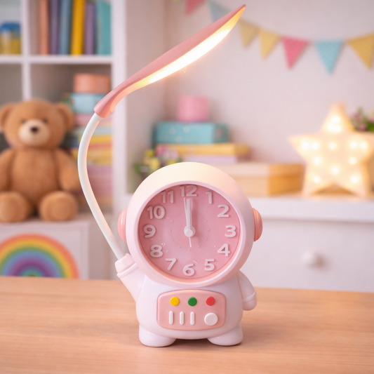Astronaut Desk Lamp with Alarm Clock for Kids Room, Study Table & Bedside