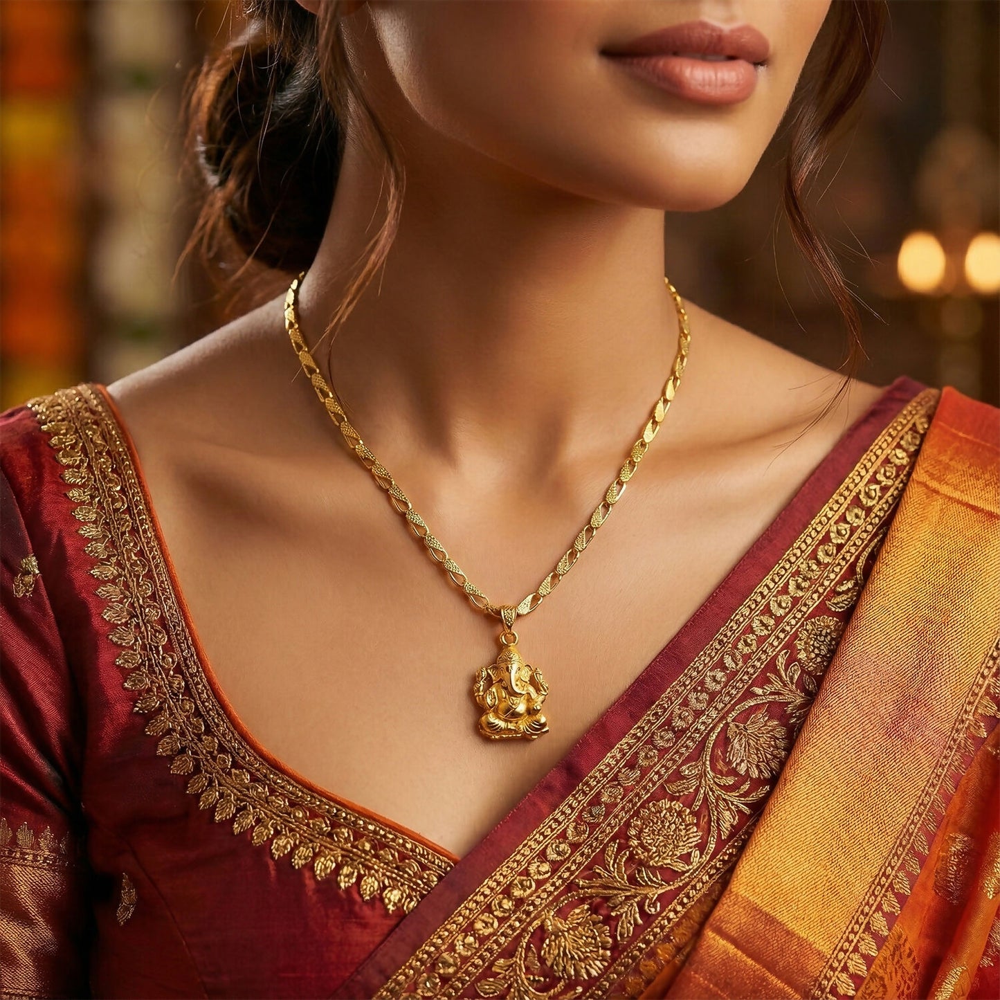 Lord Ganesha Pendant with Chain – Blessings of Prosperity Necklace