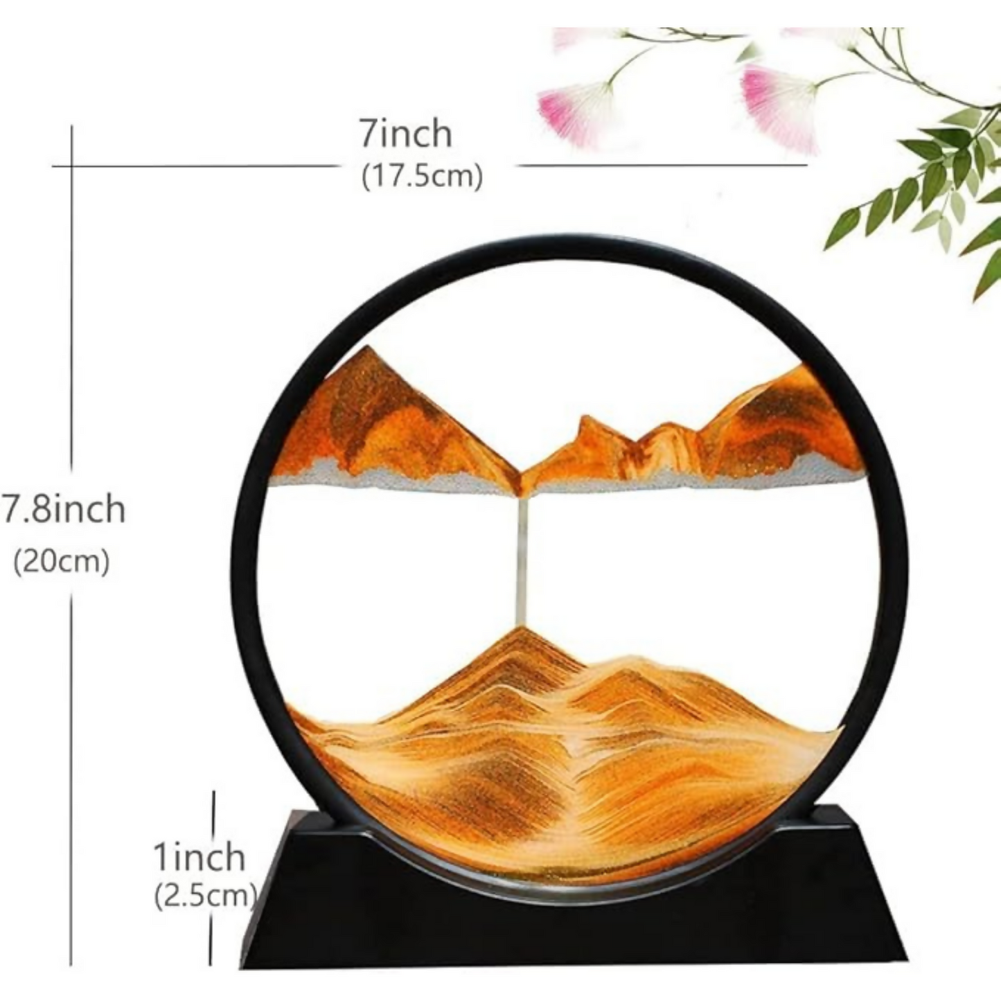 Premium Round Rotating Moving Sand Art Frame for Home & Office Décor | Mesmerizing Flowing Sand Picture with Durable Black Stand | Relaxing Desktop Showpiece for Living Room, Bedroom & Work Desk | Luxury Motion Art Gift for All Occasions