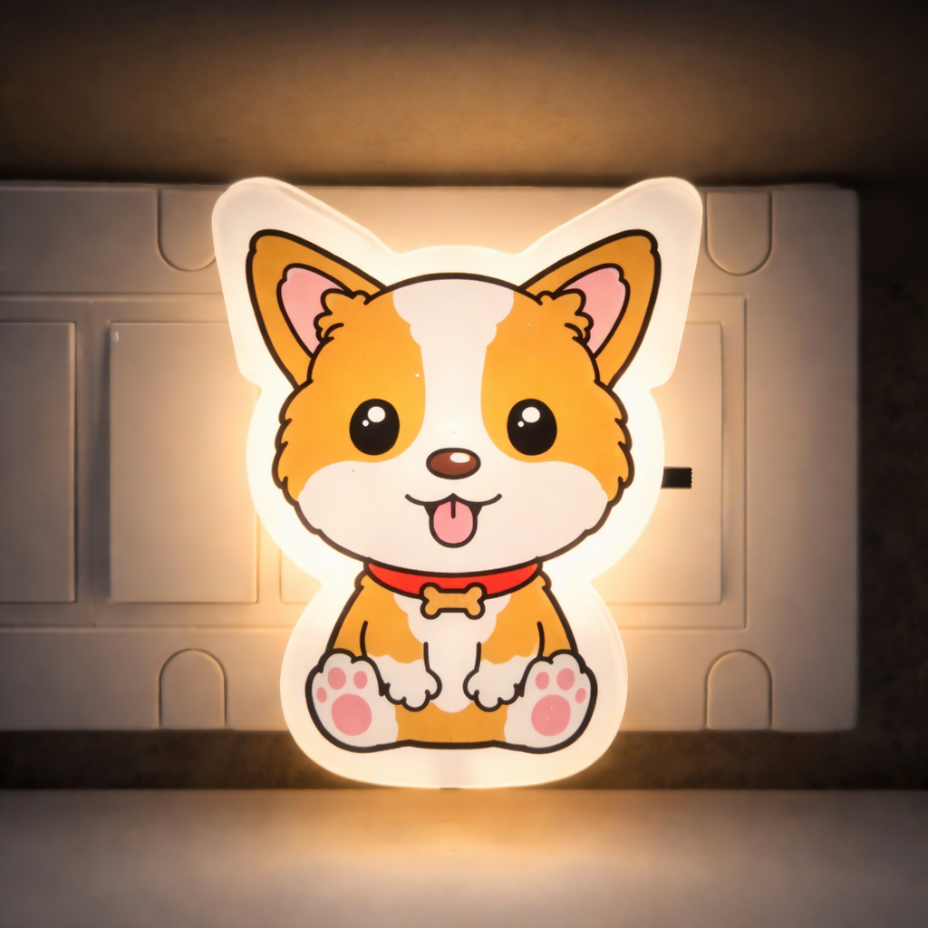 Dog Shape Plug-In LED Night Lamp for Kids Room, Bedroom & Nursery