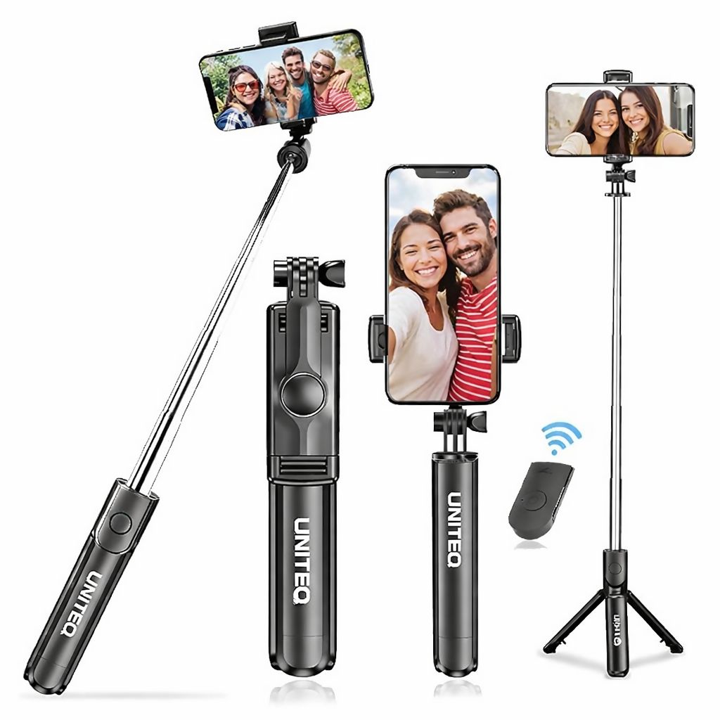 UNITEQ Snappro X1 Bluetooth Selfie Stick Tripod with Remote (Black)