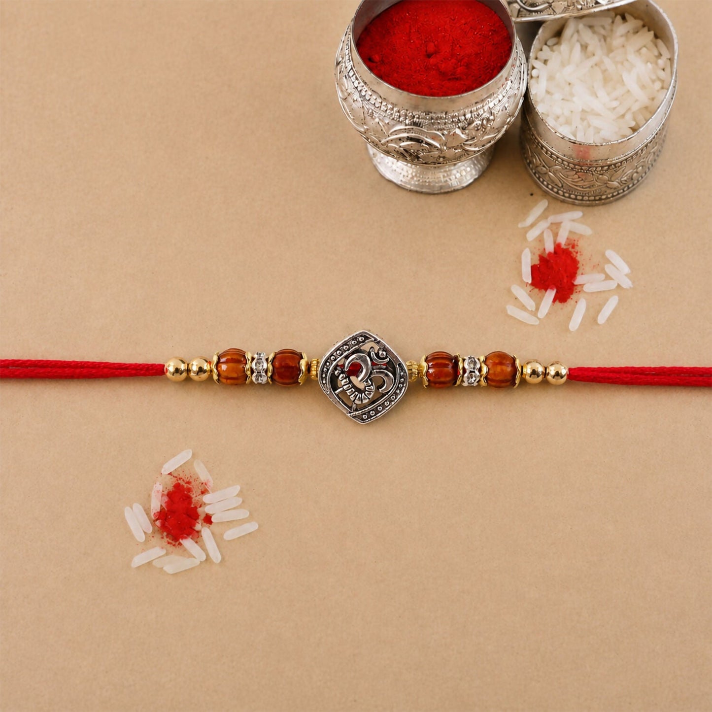 Om Rakhi Spiritual Beaded Design for Brother (5pcs)