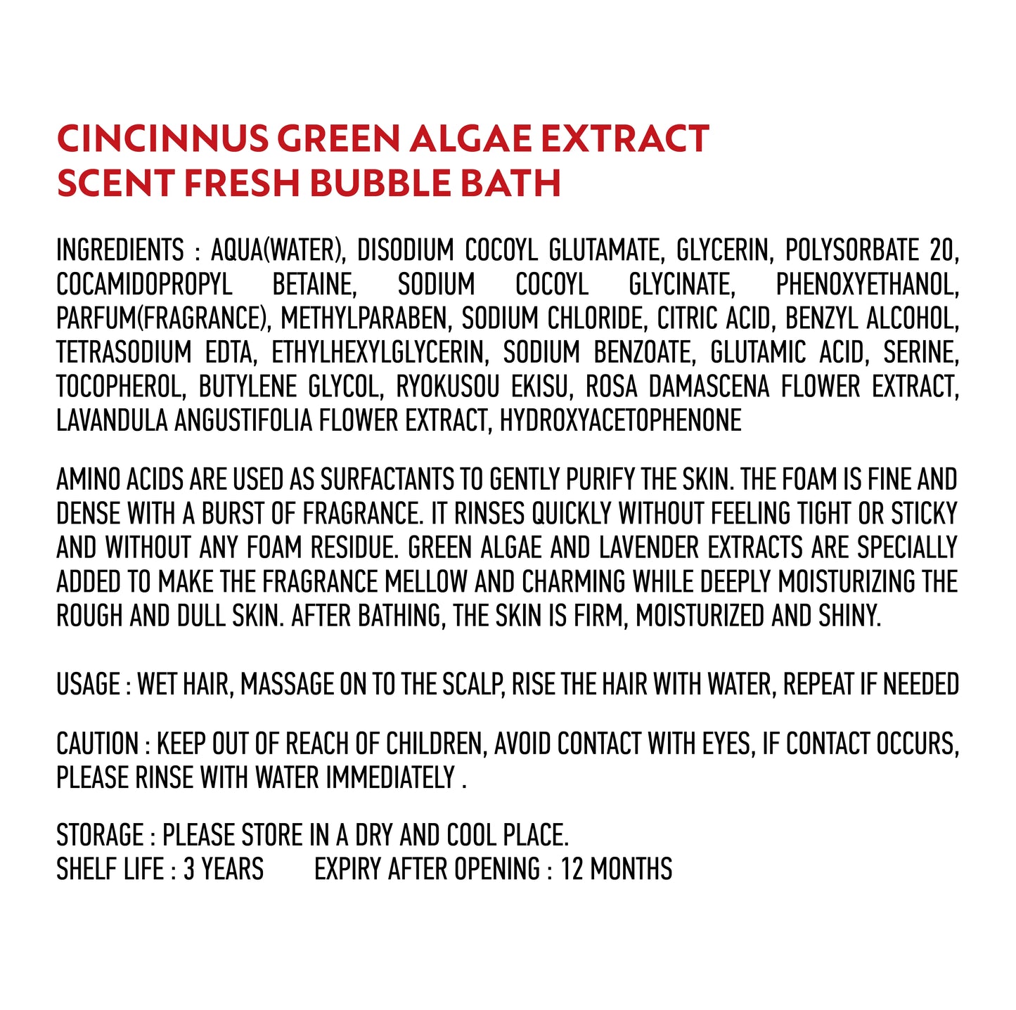 CINCINNUS Green Algae Extract Scent Fresh bubble Bath