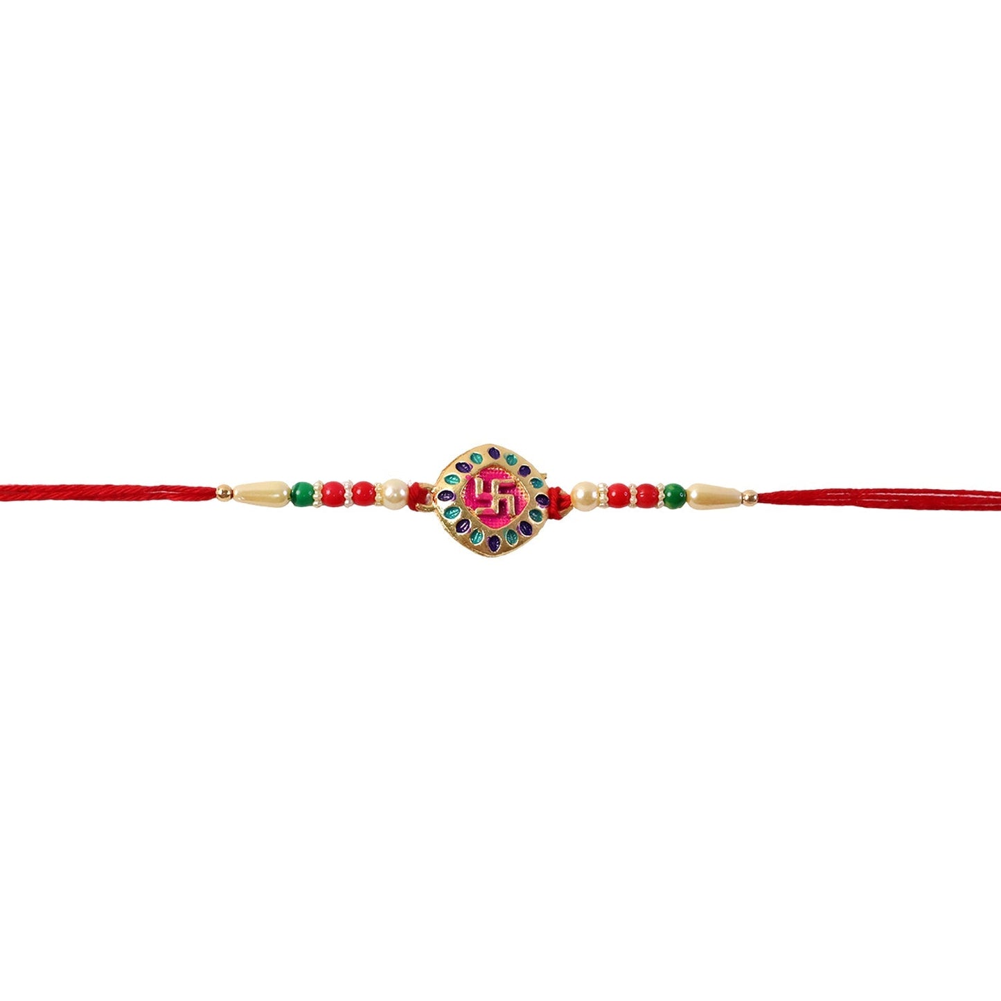 Swastik Rakhi for Brother Auspicious Beaded Design (10pcs)
