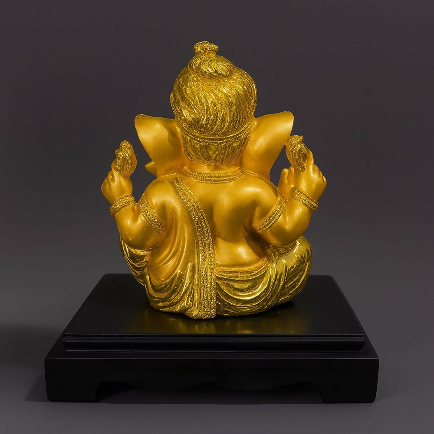Premium Golden Ganesha Idol on Black Base | Decorative Lord Ganpati Statue for Home Mandir, Office Desk, Pooja Room, Diwali & Housewarming Gift | Vastu Showpiece for Wealth, Luck & Prosperity