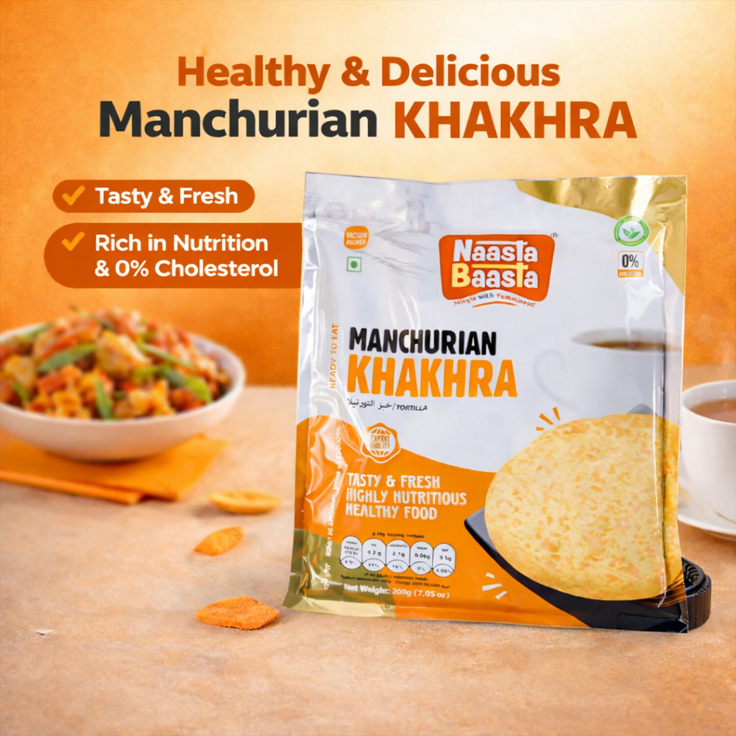 Naasta Baasta Manchurian Khakhra Healthy & Delicious Ready to Eat Crispy Fusion Snack(200gm)