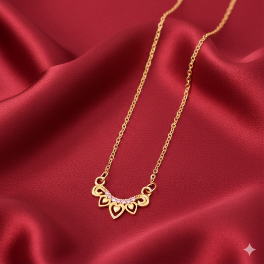 Gold Crown Heart Pendant Necklace AD Love Jewelry For women and girls