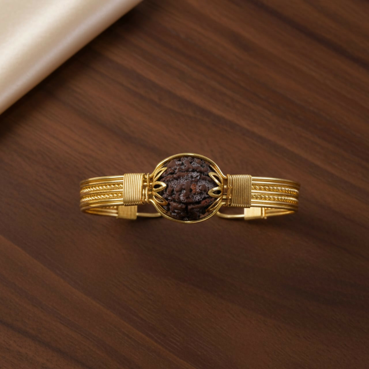 Rudraksha Gold Plated Bracelet Spiritual Healing Bead Kada for Men