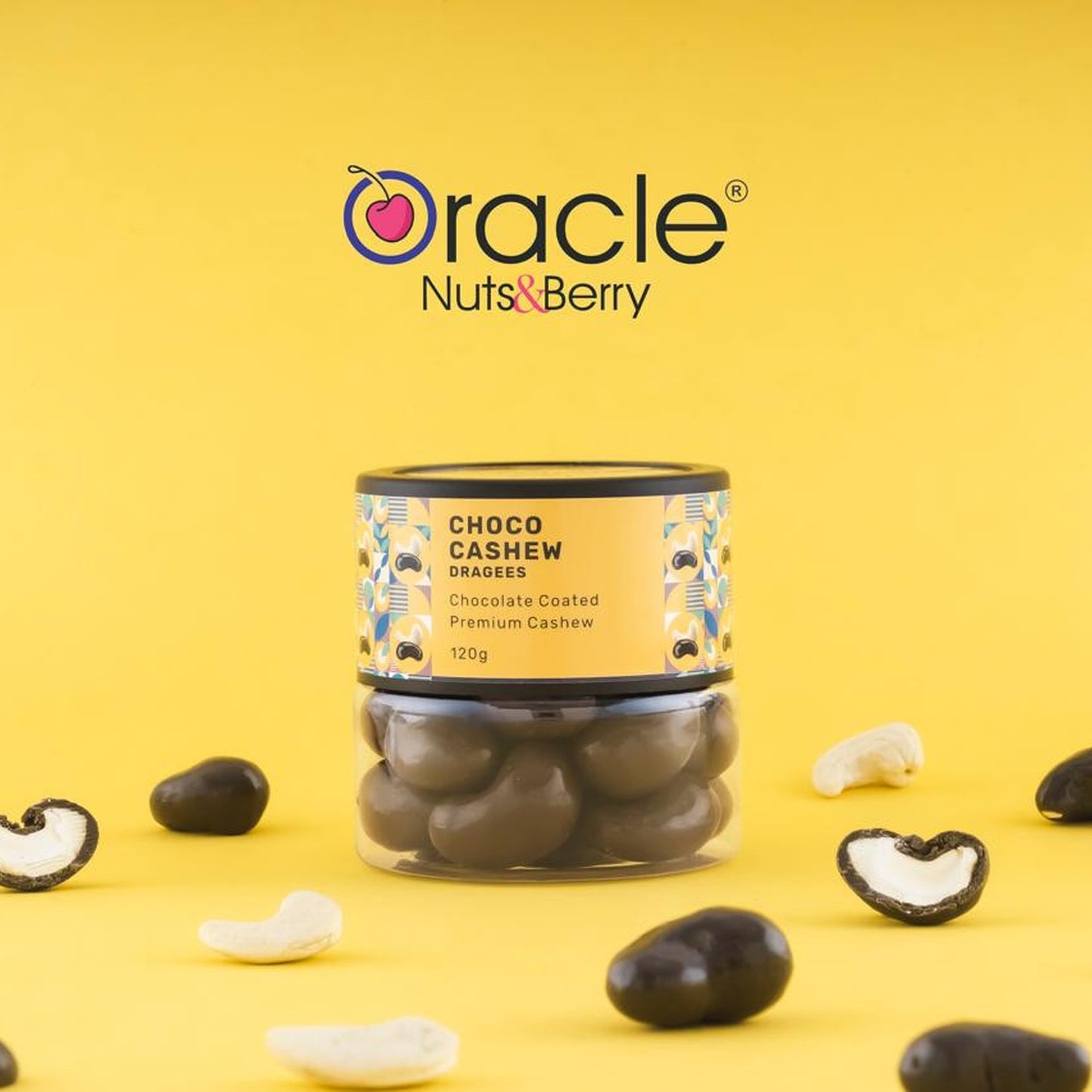 Close-up of smooth, rich Chocolate Cashew Dragees in a decorative bowl, ready to be enjoyed.