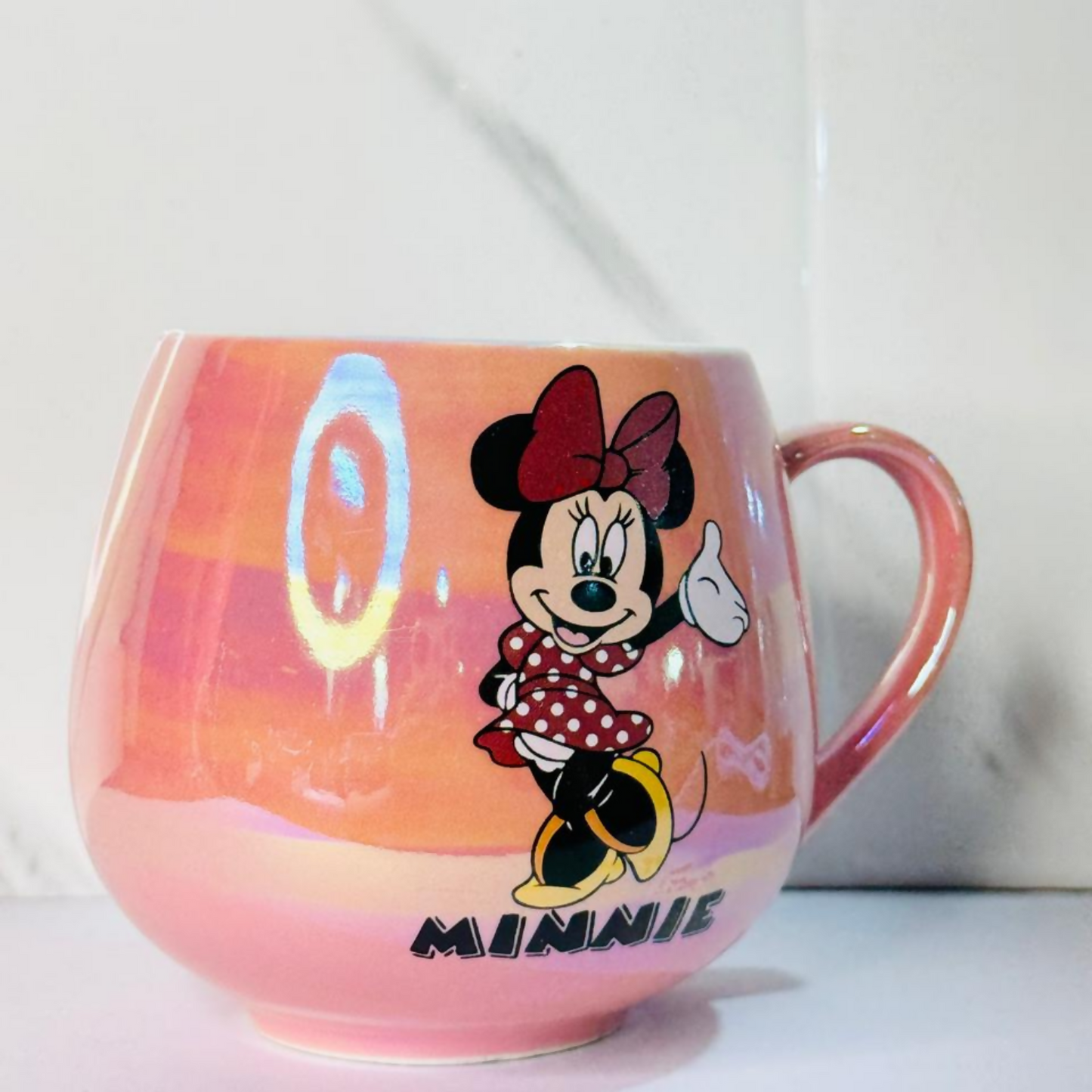 Luxury Pink Ceramic Glossy Mug – Cute Cartoon Character Print – 350 ml Coffee & Tea Cup – Iridescent Finish – Premium Gift for Kids & Adults