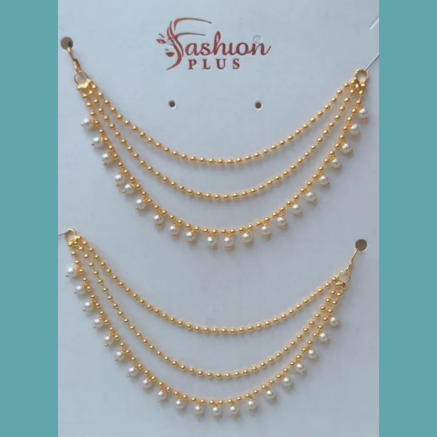 Gold Coated Multilayer Temple jewellery statement Chain Clip on hair Bahubali Set