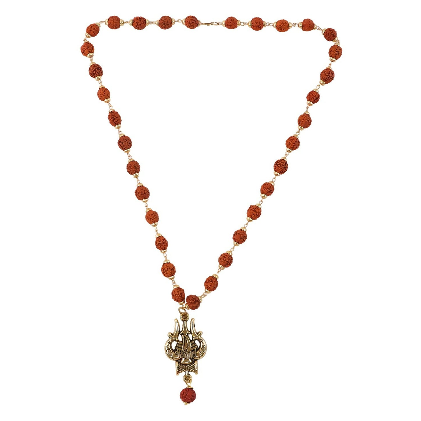 Rudraksha Mala with Mahakal Trishul Pendant Spiritual Necklace
