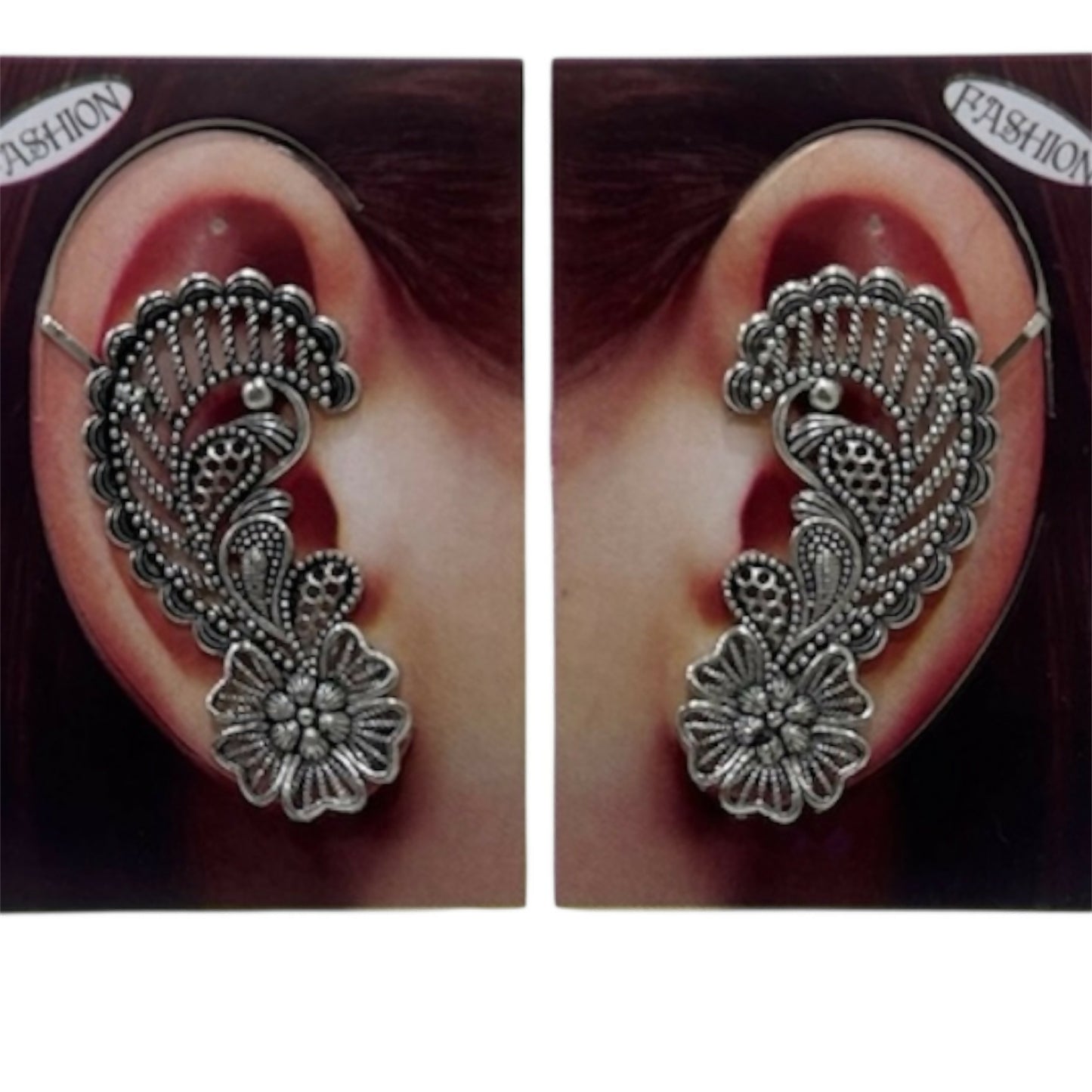 Stylish Oxidised Silver Ear Cuff Earrings for Women & Girls