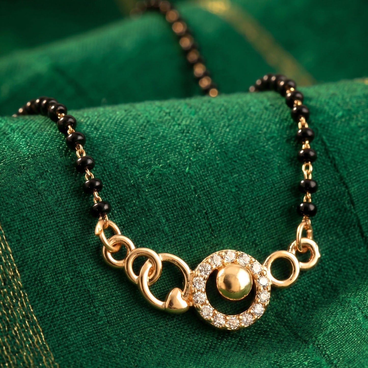 Circular Modern Mangalsutra Necklace with Stylish Charm Design
