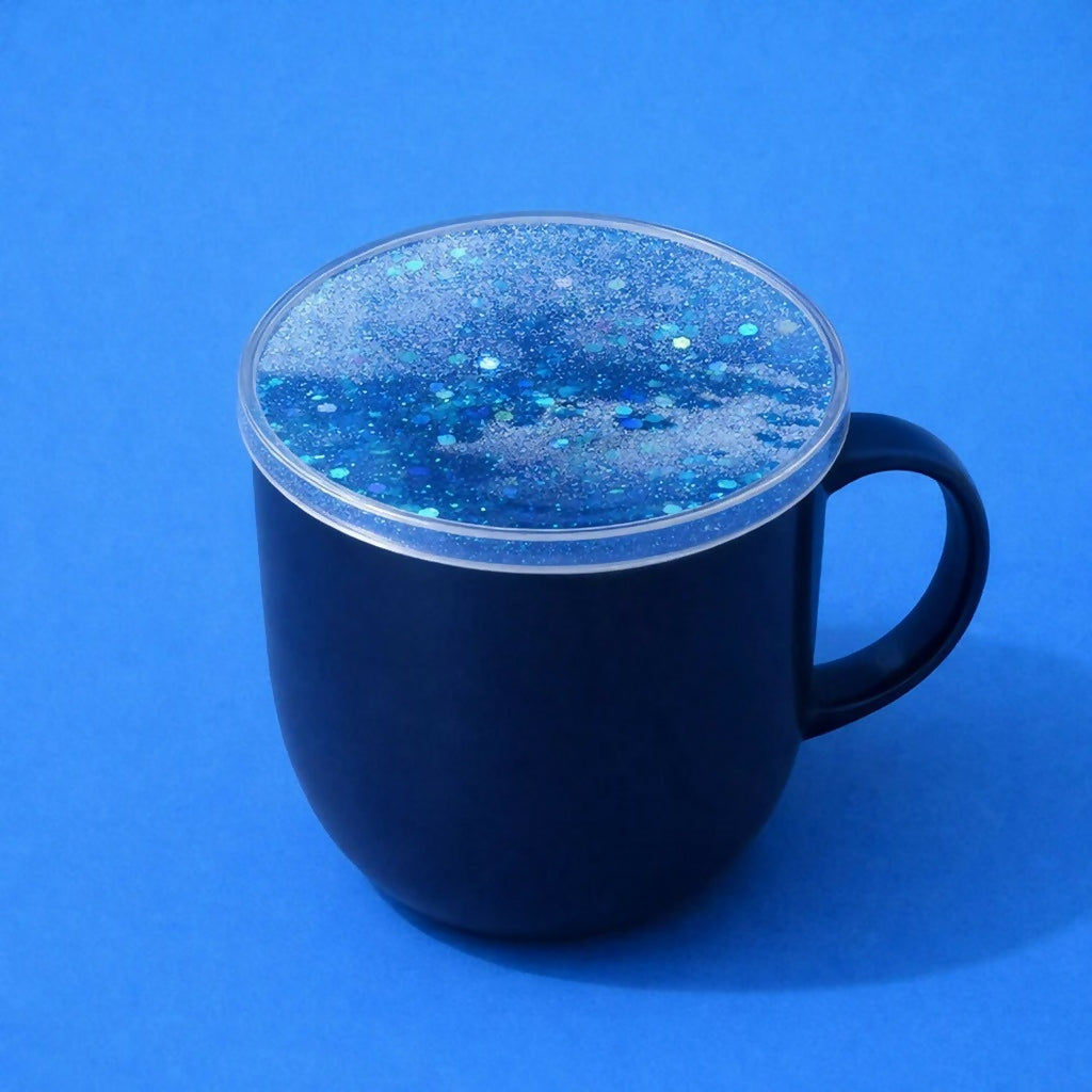 Blue Glitter Liquid Coaster Heat Resistant Cup Mat for Table