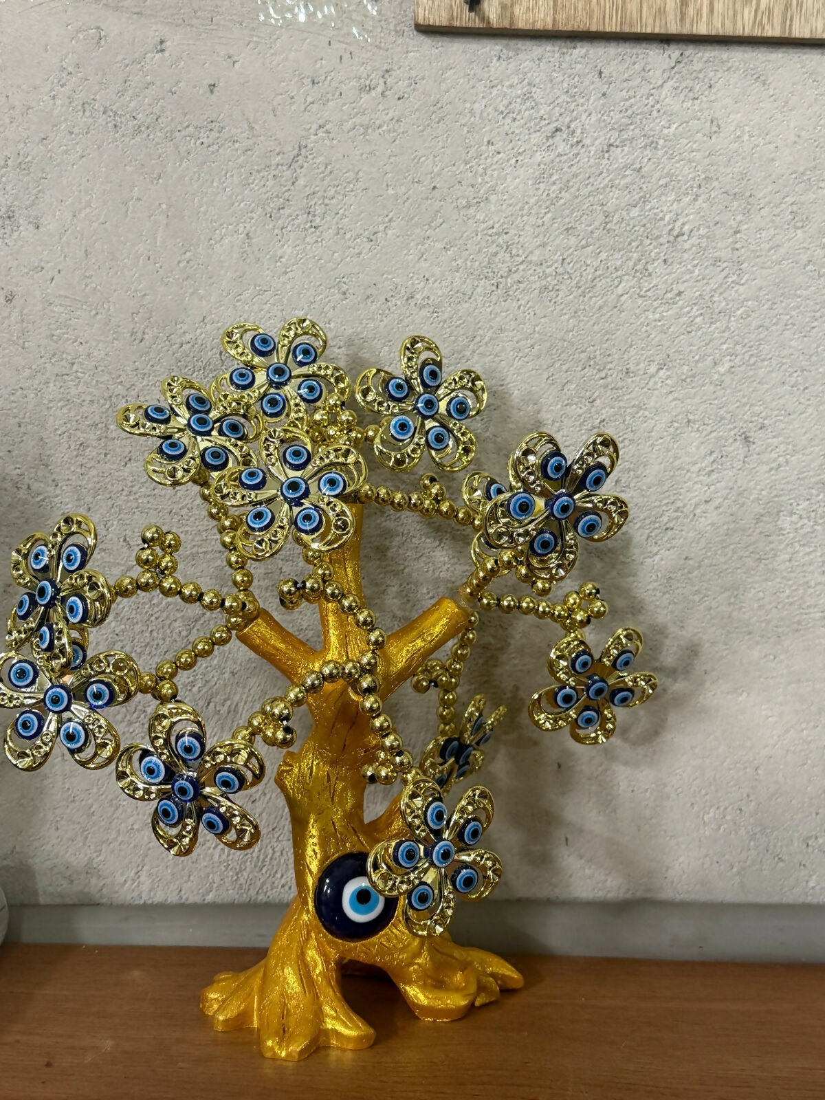 Golden Evil Eye Tree Showpiece for Home Decor & Good Luck Protection