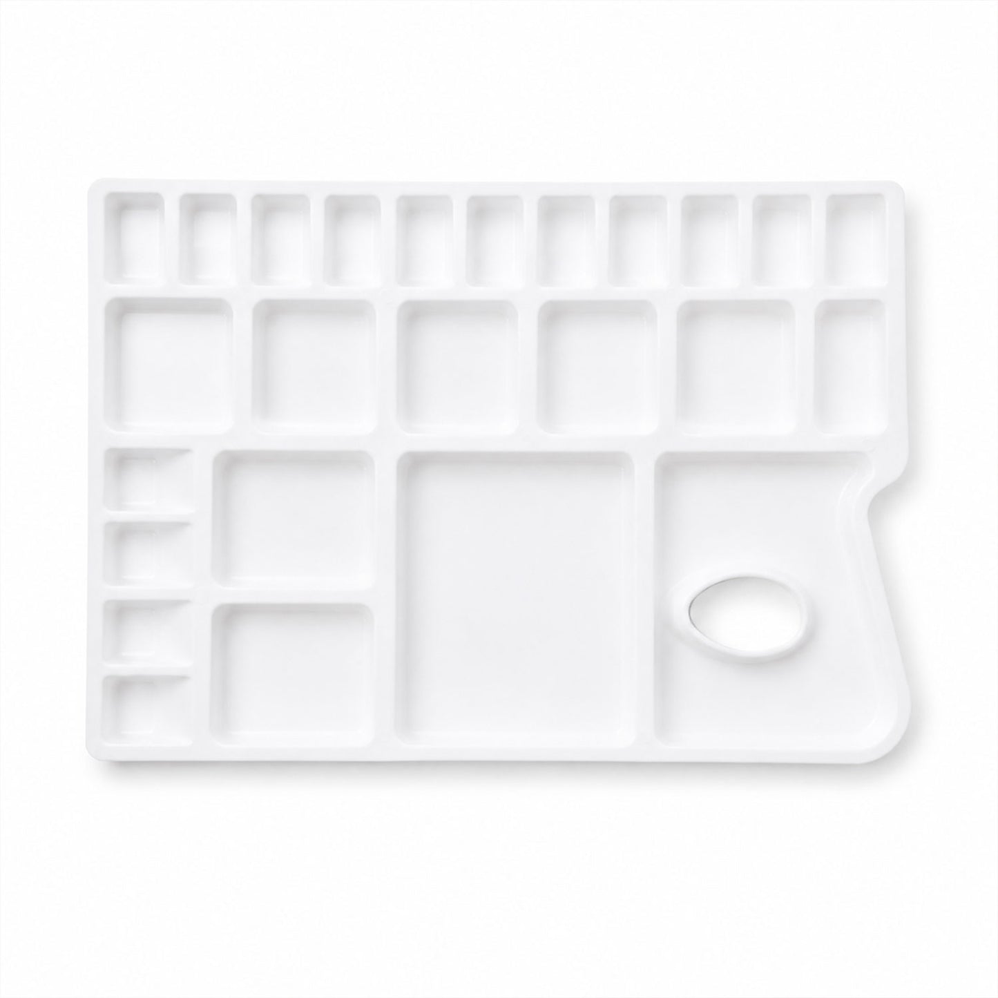 Large Rectangle Colour Mixing Plate Multi Well Paint Palette with Thumb Hole Grip