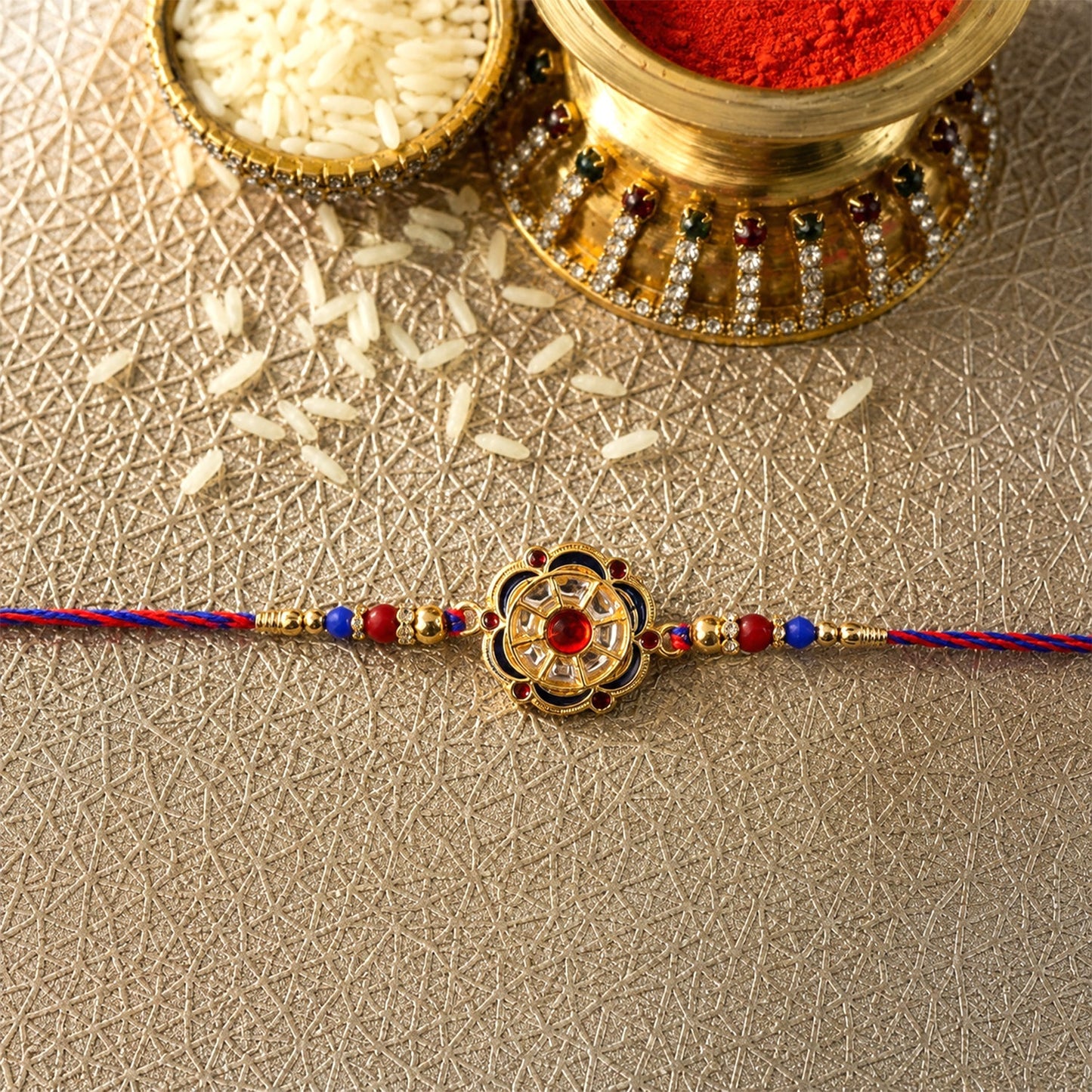 Floral Rakhi Elegant Beaded Design for Brothers Festival (5pcs)