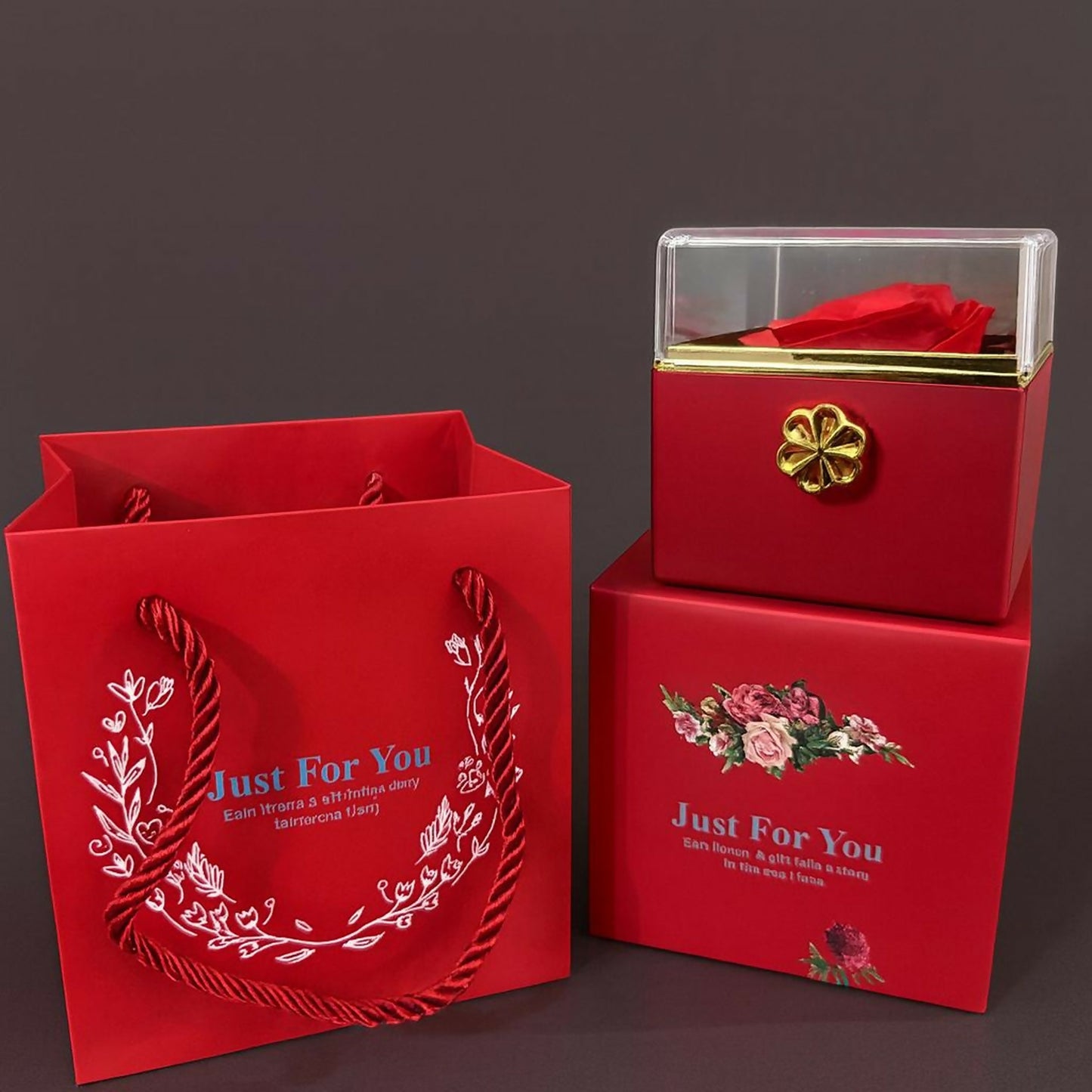 Luxury Rose Gift Box With Gift Bag | Romantic Just For You Surprise Gift Set