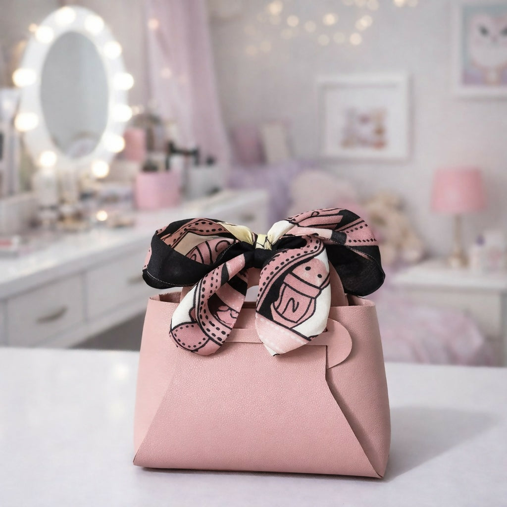 Mini Handheld Bag for Women with Bow Detail | Compact Casual & Gift Purse (PINK)